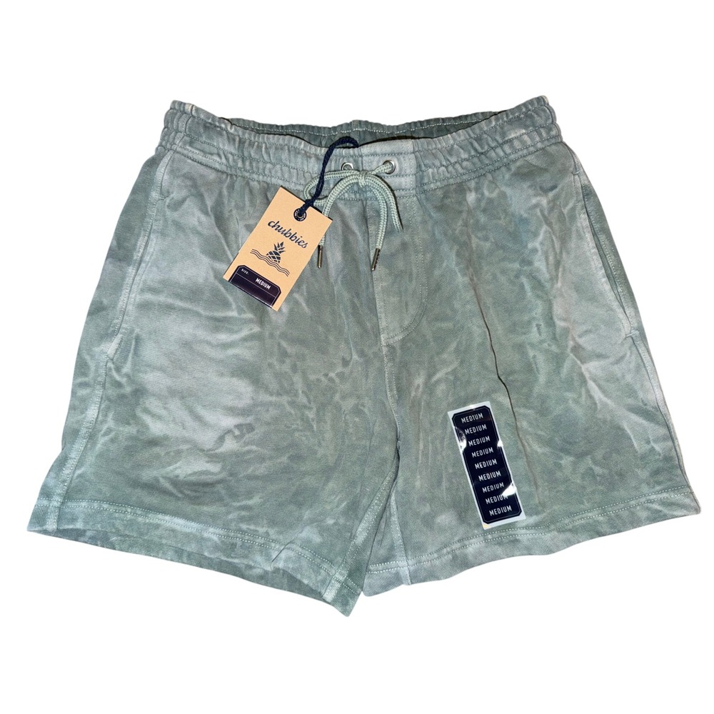 Chubbies Mens Marshland II Pebble Wash Comfort Shorts Green Tie Dye Medium NEW - Picture 2 of 7